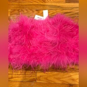 Nasty Gal Bright Pink Feather Bandeau Top Women 18